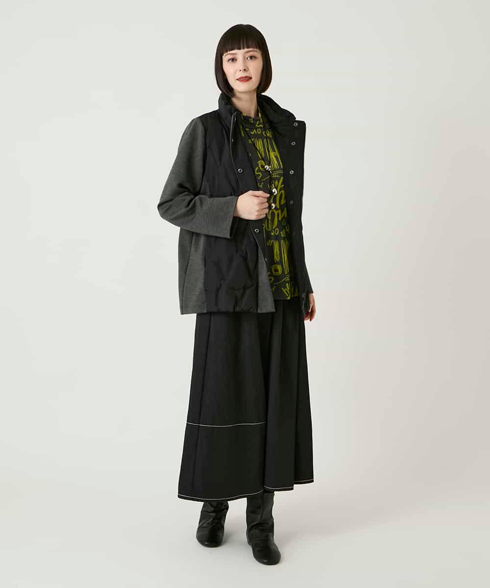 RLKAE33250 HIROKO BIS GRANDE(ヒロコ ビス グランデ) アートロゴ総柄モックネックカットソー ライトグレー