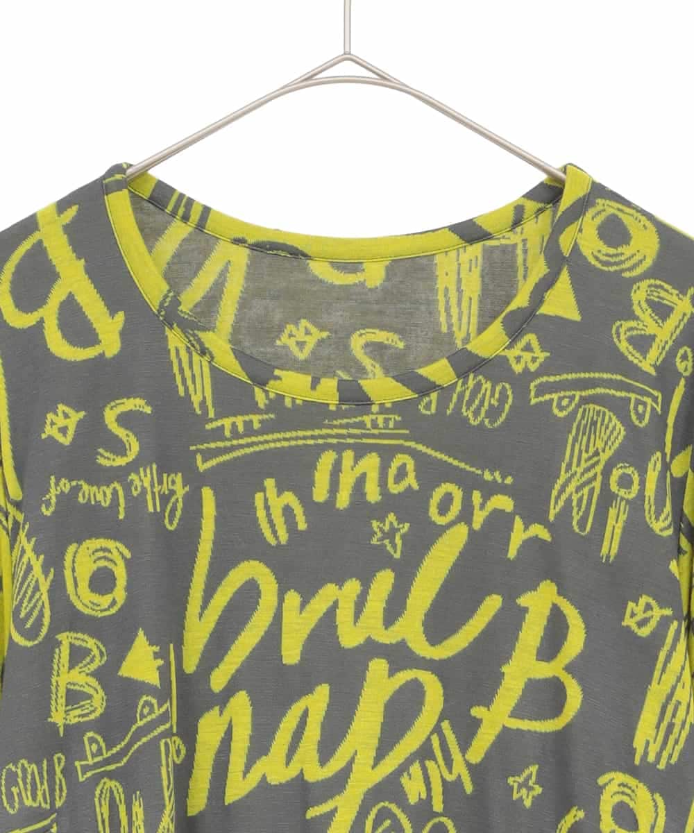 RLKAE34280 HIROKO BIS GRANDE(ヒロコ ビス グランデ) アートロゴ総柄チュニックカットソー カーキ