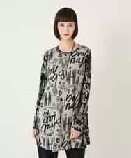 RLKAE34280 HIROKO BIS GRANDE(ヒロコ ビス グランデ) アートロゴ総柄チュニックカットソー カーキ