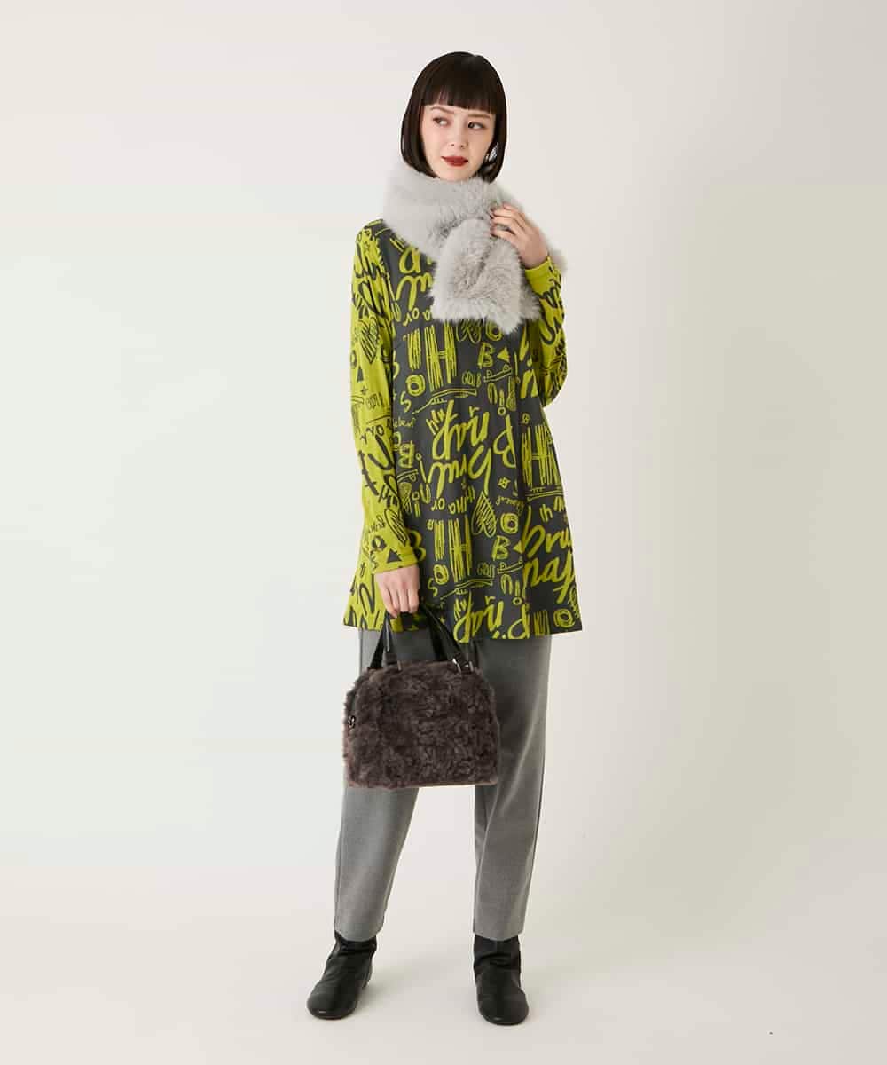 RLKAE34280 HIROKO BIS GRANDE(ヒロコ ビス グランデ) アートロゴ総柄チュニックカットソー カーキ