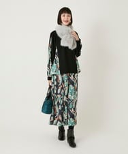 RLKAE35280 HIROKO BIS GRANDE(ヒロコ ビス グランデ) 【大きいサイズ】デジタルフラワージョイントカットソー /洗える ブラック