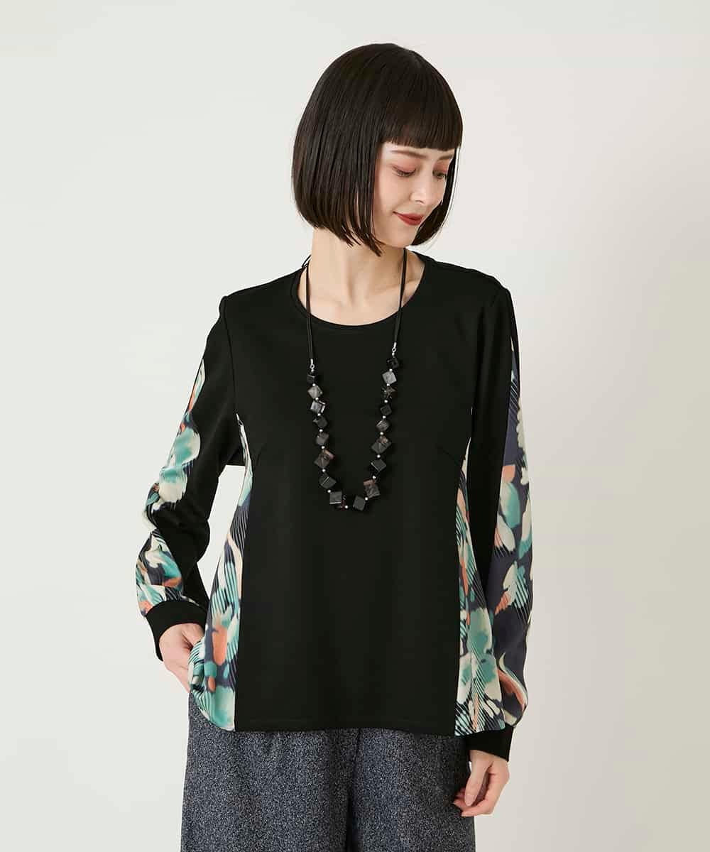 RLKAE35280 HIROKO BIS GRANDE(ヒロコ ビス グランデ) デジタルフラワージョイントカットソー ブラック