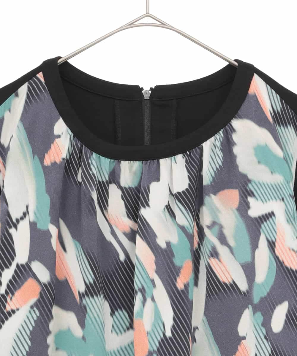 RLKAE36300 HIROKO BIS GRANDE(ヒロコ ビス グランデ) デジタルフラワージョイントチュニック ブラック