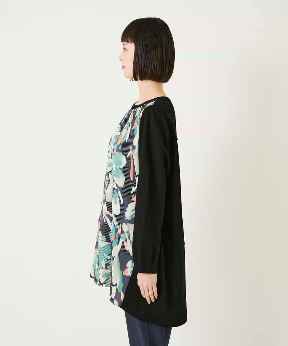 RLKAE36300 HIROKO BIS GRANDE(ヒロコ ビス グランデ) デジタルフラワージョイントチュニック ブラック