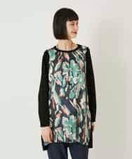 RLKAE36300 HIROKO BIS GRANDE(ヒロコ ビス グランデ) デジタルフラワージョイントチュニック ブラック