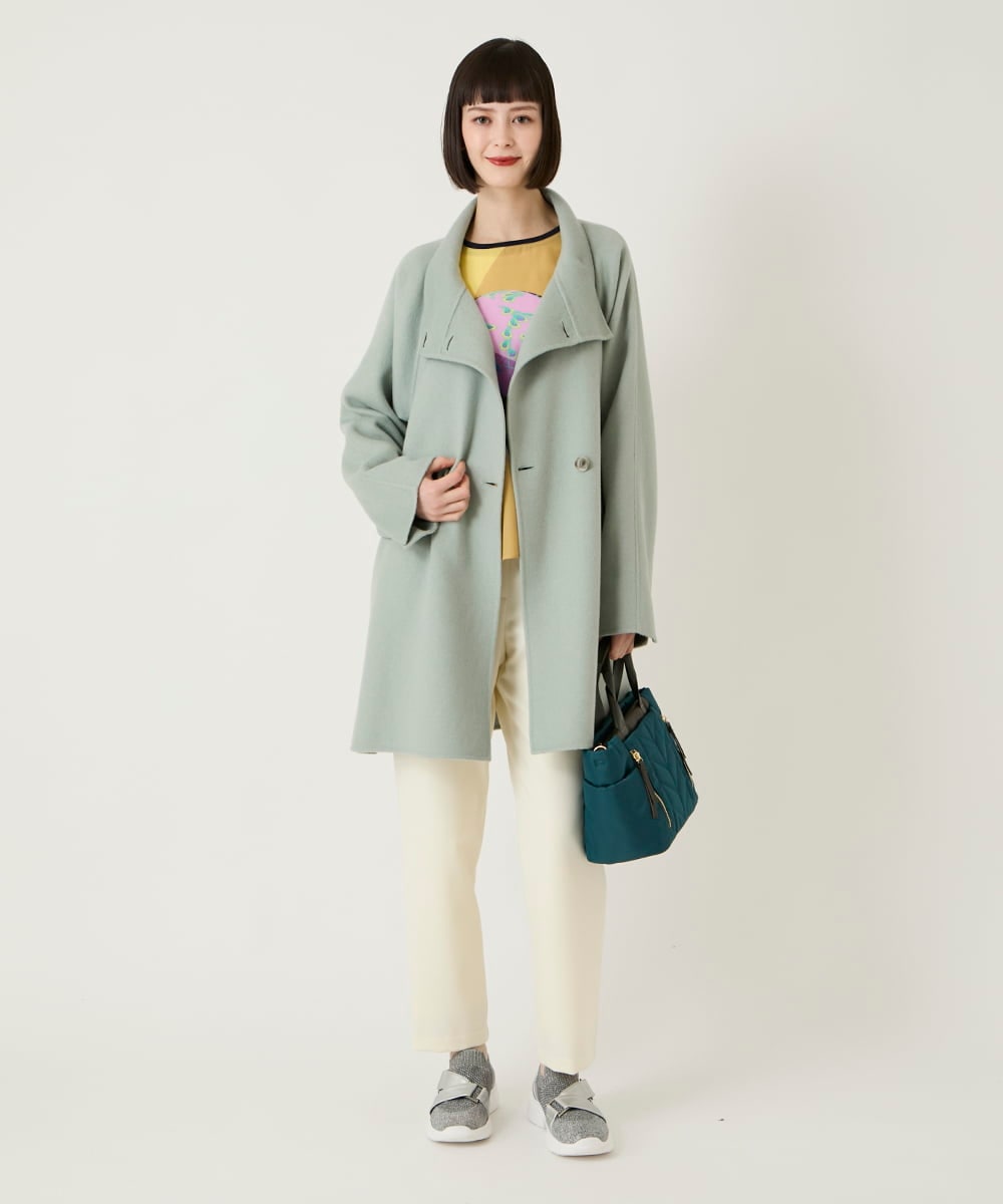 RLKAE38250 HIROKO BIS GRANDE(ヒロコ ビス グランデ) 【大きいサイズ】デシンジョイントアートプリントプルオーバー /洗える ネイビー