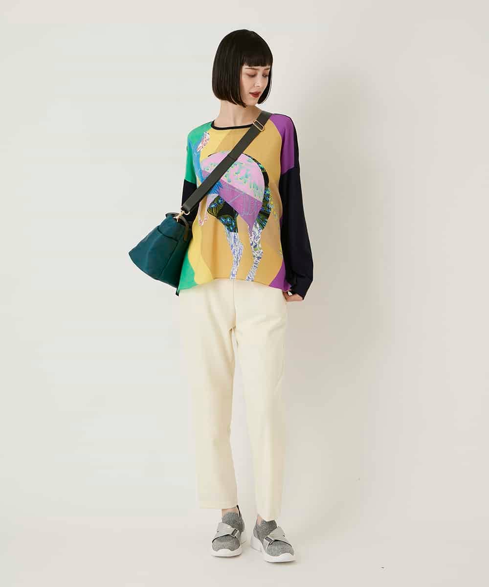 RLKAE38250 HIROKO BIS GRANDE(ヒロコ ビス グランデ) デシンジョイントアートプリントプルオーバー ネイビー