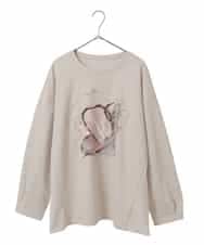 RLKAF07290 HIROKO BIS GRANDE(ヒロコ ビス グランデ) 【大きいサイズ】グラフィカルモチーフデザインスウェット ベージュ