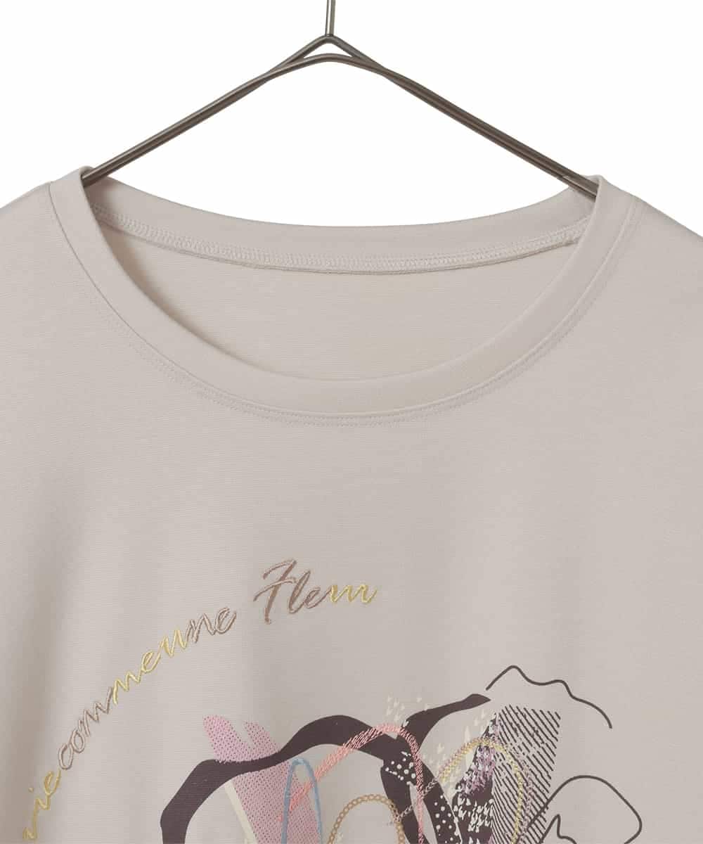 RLKAF07290 HIROKO BIS GRANDE(ヒロコ ビス グランデ) 【大きいサイズ】グラフィカルモチーフデザインスウェット ベージュ