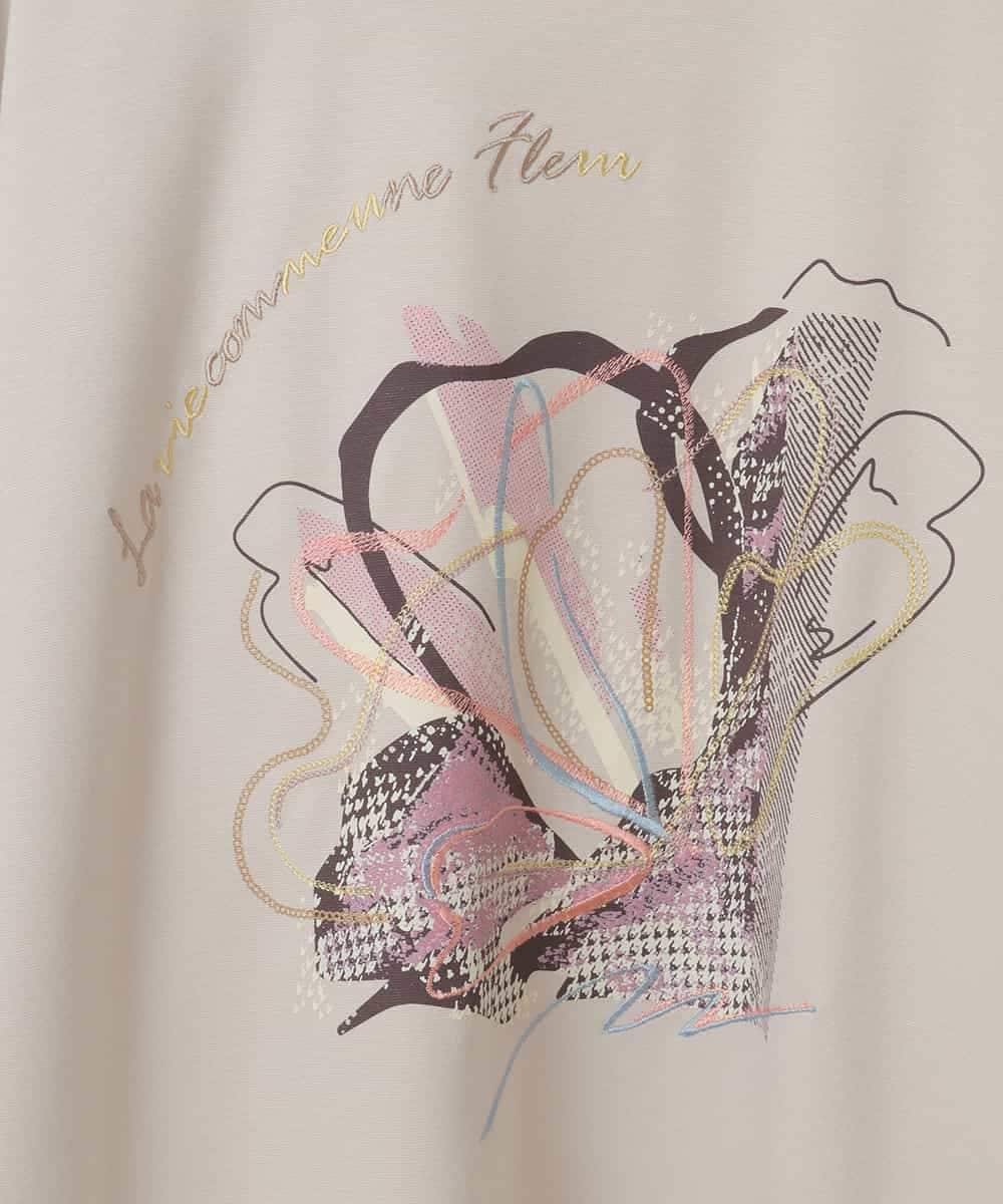 RLKAF07290 HIROKO BIS GRANDE(ヒロコ ビス グランデ) 【大きいサイズ】グラフィカルモチーフデザインスウェット ベージュ