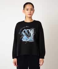 RLKAF07290 HIROKO BIS GRANDE(ヒロコ ビス グランデ) 【大きいサイズ】グラフィカルモチーフデザインスウェット ベージュ