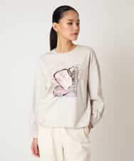 RLKAF07290 HIROKO BIS GRANDE(ヒロコ ビス グランデ) 【大きいサイズ】グラフィカルモチーフデザインスウェット ベージュ