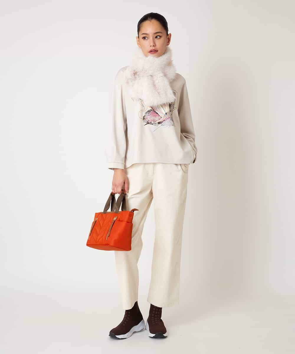 RLKAF07290 HIROKO BIS GRANDE(ヒロコ ビス グランデ) 【大きいサイズ】グラフィカルモチーフデザインスウェット ベージュ