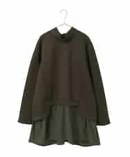 RLKAG11300 HIROKO BIS GRANDE(ヒロコ ビス グランデ) 【大きいサイズ】ストレッチダンボールドッキングデザインチュニック カーキ