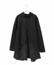 RLKAG11300 HIROKO BIS GRANDE(ヒロコ ビス グランデ) 【大きいサイズ】ストレッチダンボールドッキングデザインチュニック ブラック