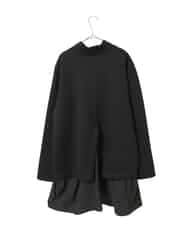 RLKAG11300 HIROKO BIS GRANDE(ヒロコ ビス グランデ) 【大きいサイズ】ストレッチダンボールドッキングデザインチュニック ブラック