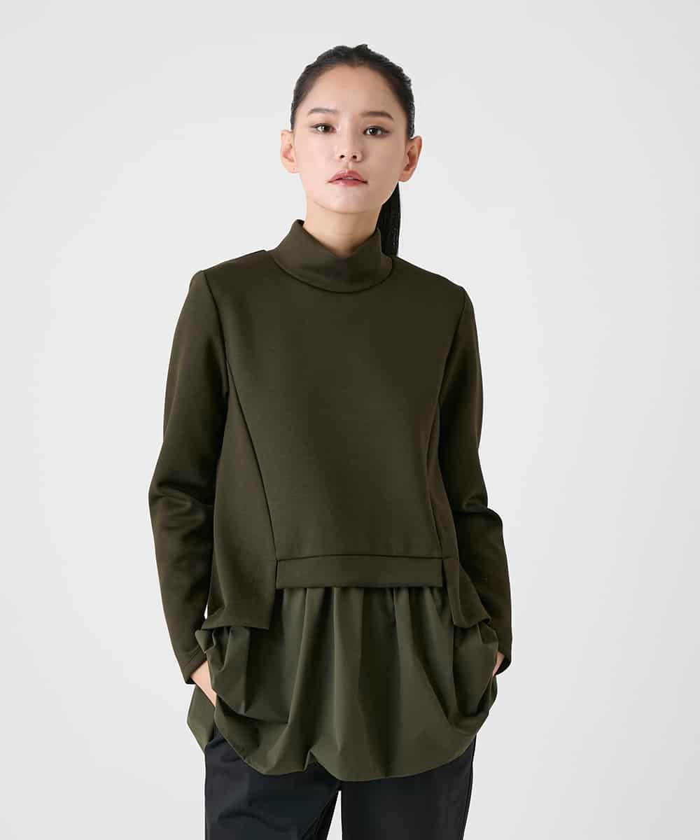 RLKAG11300 HIROKO BIS GRANDE(ヒロコ ビス グランデ) 【大きいサイズ】ストレッチダンボールドッキングデザインチュニック ブラック