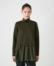 RLKAG11300 HIROKO BIS GRANDE(ヒロコ ビス グランデ) 【大きいサイズ】ストレッチダンボールドッキングデザインチュニック ブラック