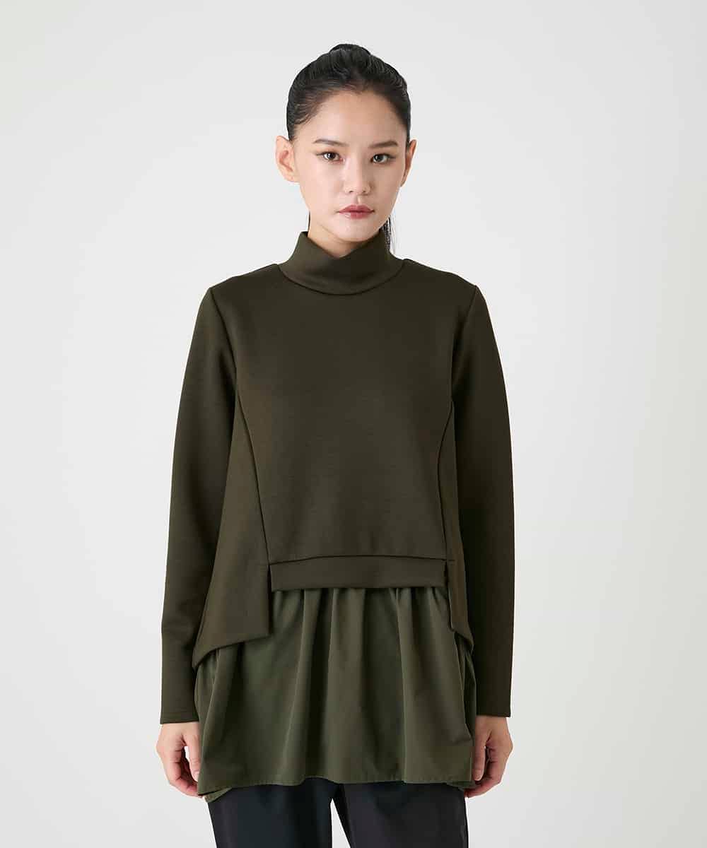 RLKAG11300 HIROKO BIS GRANDE(ヒロコ ビス グランデ) 【大きいサイズ】ストレッチダンボールドッキングデザインチュニック ブラック