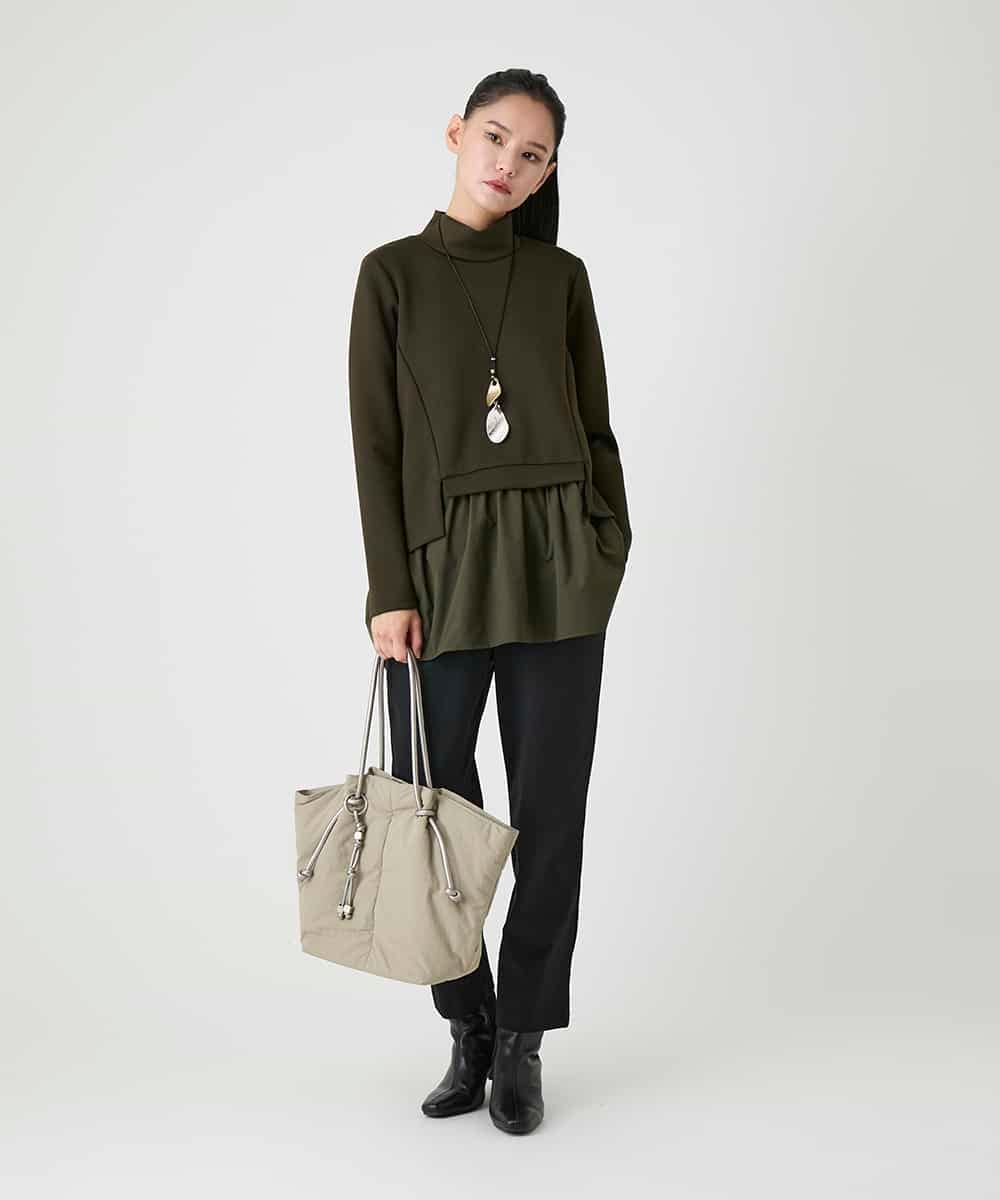 RLKAG11300 HIROKO BIS GRANDE(ヒロコ ビス グランデ) 【大きいサイズ】ストレッチダンボールドッキングデザインチュニック ブラック