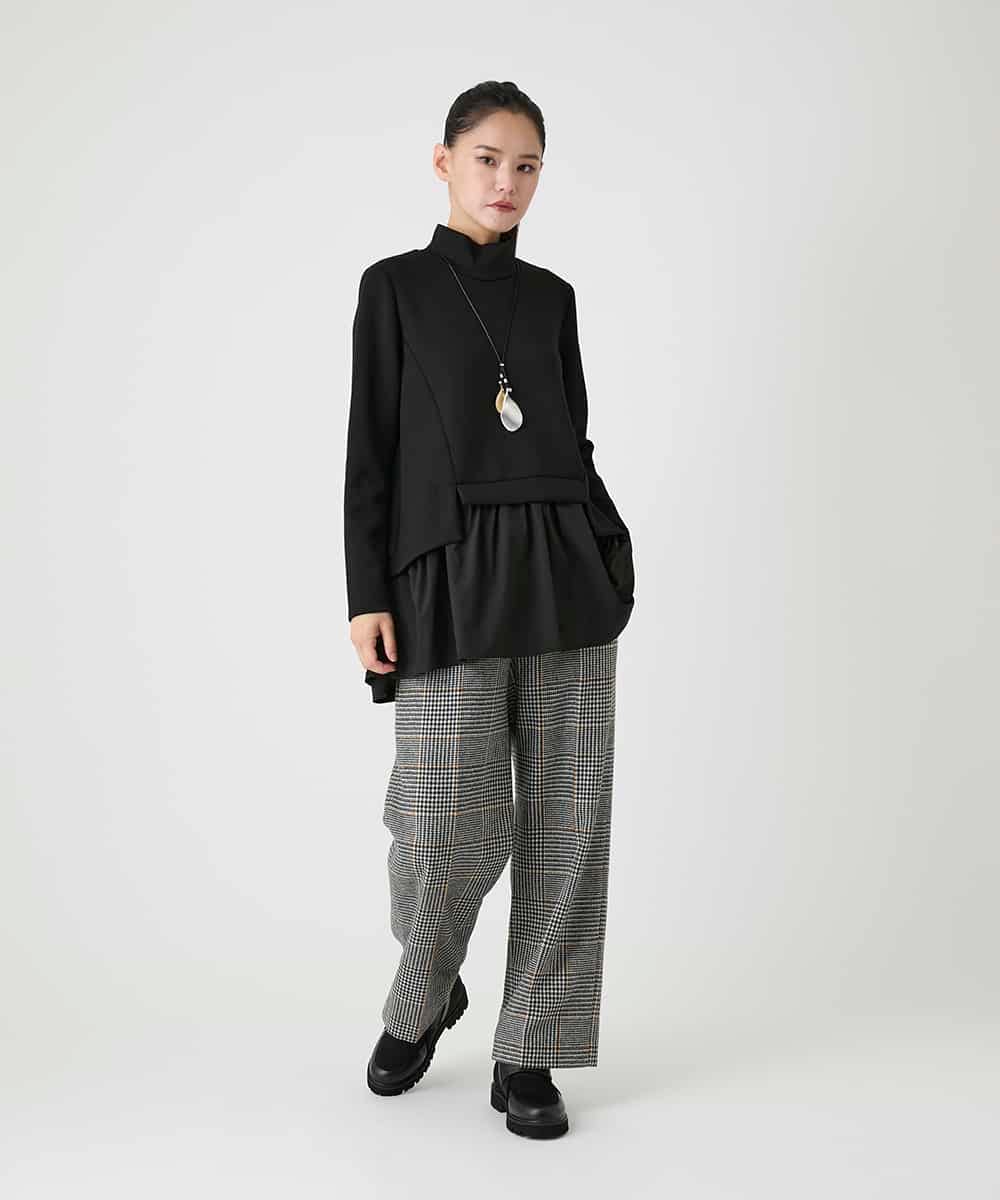 RLKAG11300 HIROKO BIS GRANDE(ヒロコ ビス グランデ) 【大きいサイズ】ストレッチダンボールドッキングデザインチュニック ブラック