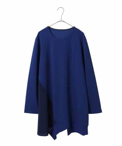RLKAG21260 HIROKO BIS GRANDE 【大きいサイズ】アシンメトリーヘム異素材ミックスチュニック