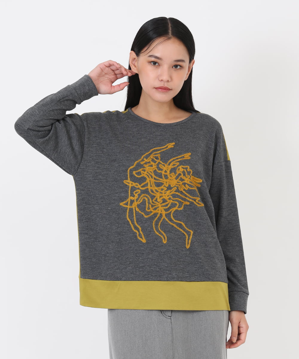 RLKAW30290 HIROKO BIS GRANDE(ヒロコ ビス グランデ) 【洗える】モヘヤ刺繍デザインプルオーバー ダークグレー