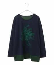 RLKAW30290 HIROKO BIS GRANDE(ヒロコ ビス グランデ) 【洗える】モヘヤ刺繍デザインプルオーバー ネイビー