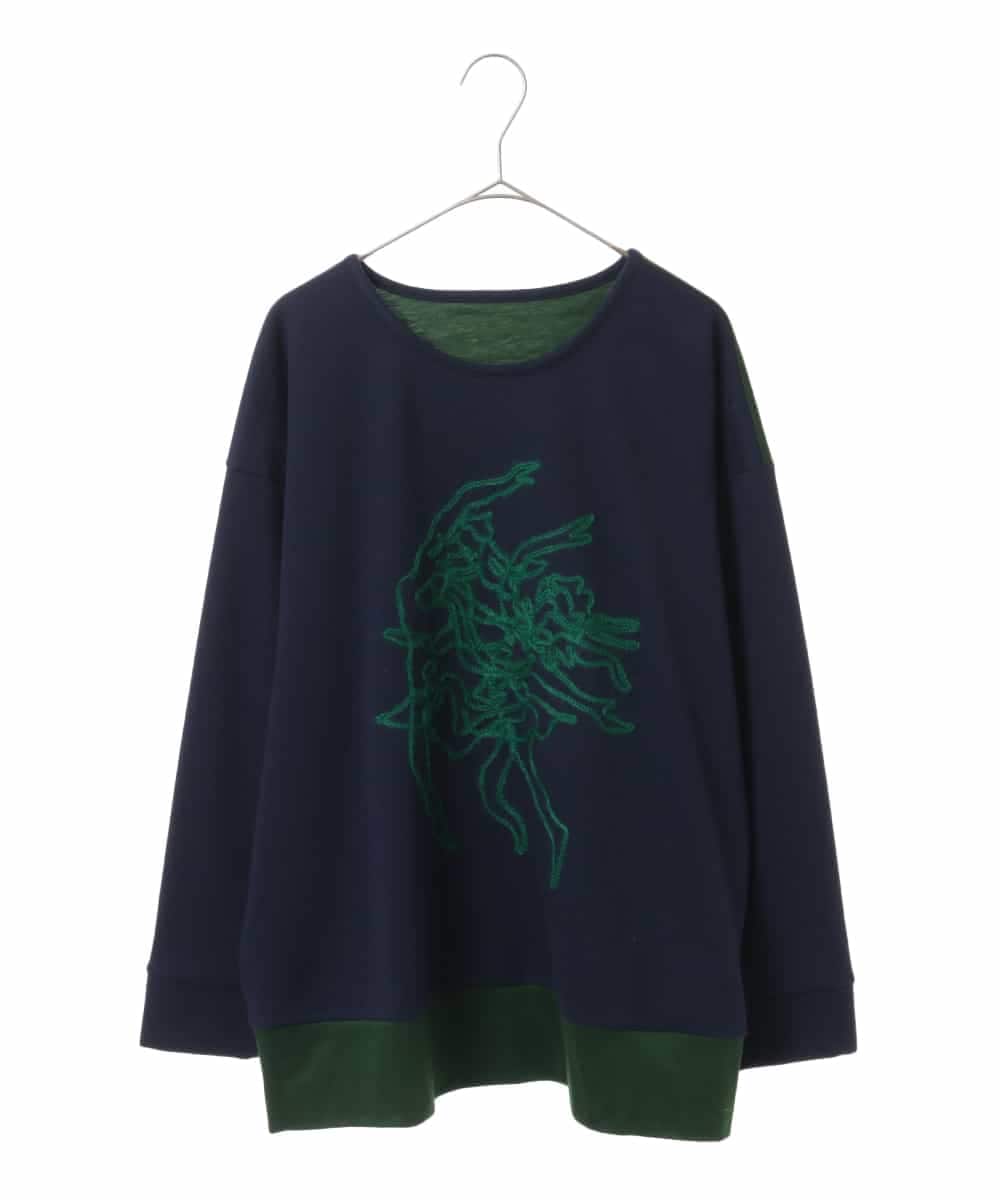 RLKAW30290 HIROKO BIS GRANDE(ヒロコ ビス グランデ) 【洗える】モヘヤ刺繍デザインプルオーバー ネイビー