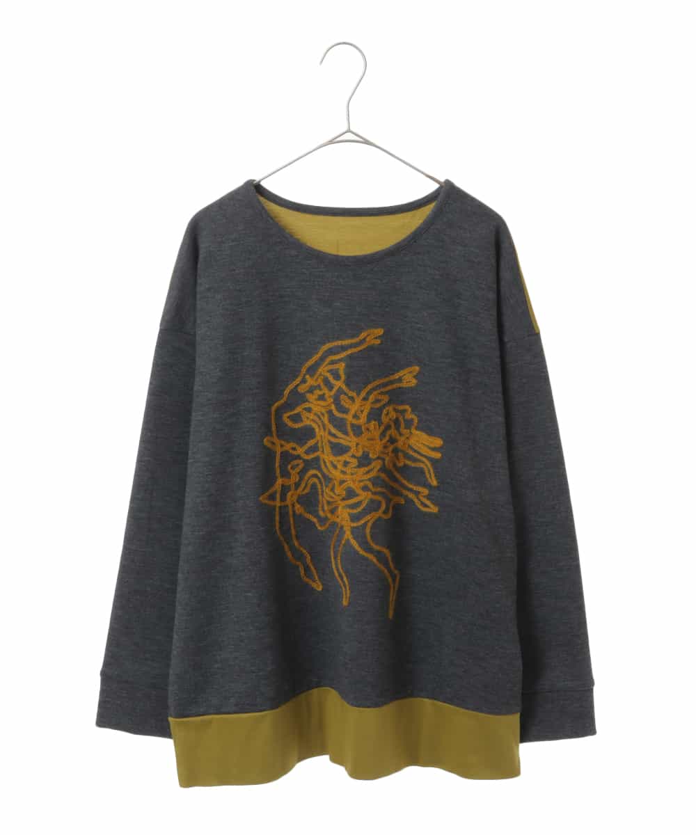 RLKAW30290 HIROKO BIS GRANDE(ヒロコ ビス グランデ) 【洗える】モヘヤ刺繍デザインプルオーバー ダークグレー