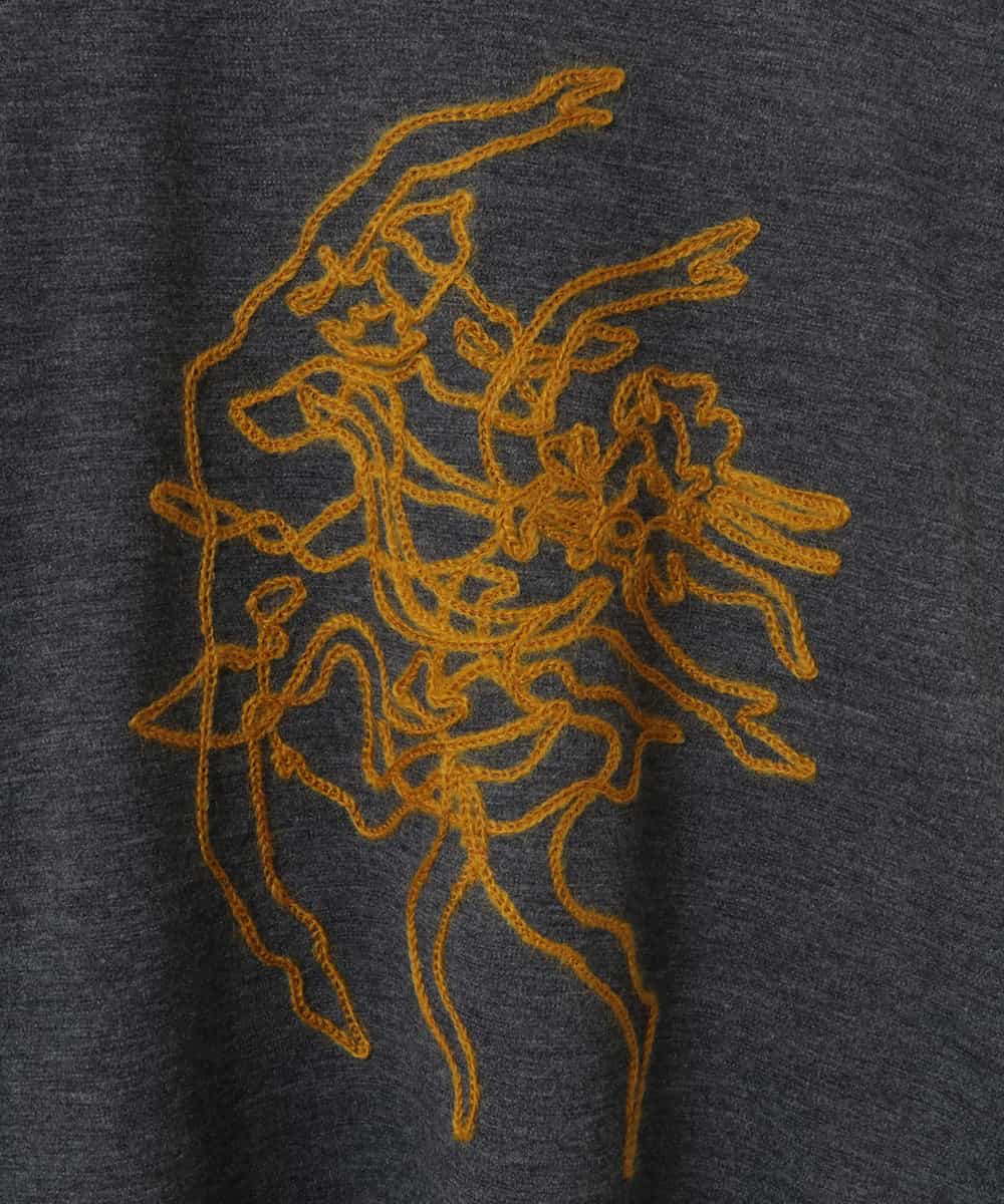 RLKAW30290 HIROKO BIS GRANDE(ヒロコ ビス グランデ) 【洗える】モヘヤ刺繍デザインプルオーバー ダークグレー