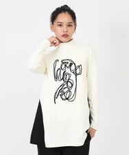 RLKAW31290 HIROKO BIS GRANDE(ヒロコ ビス グランデ) 【洗える】モヘヤ刺繍デザインチュニック アイボリー