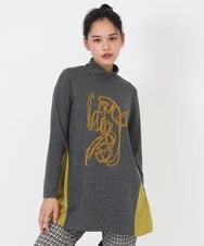 RLKAW31290 HIROKO BIS GRANDE(ヒロコ ビス グランデ) 【洗える】モヘヤ刺繍デザインチュニック ダークグレー