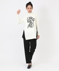 RLKAW31290 HIROKO BIS GRANDE(ヒロコ ビス グランデ) 【洗える】モヘヤ刺繍デザインチュニック ダークグレー