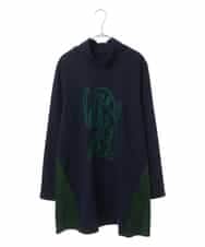 RLKAW31290 HIROKO BIS GRANDE(ヒロコ ビス グランデ) 【洗える】モヘヤ刺繍デザインチュニック ネイビー