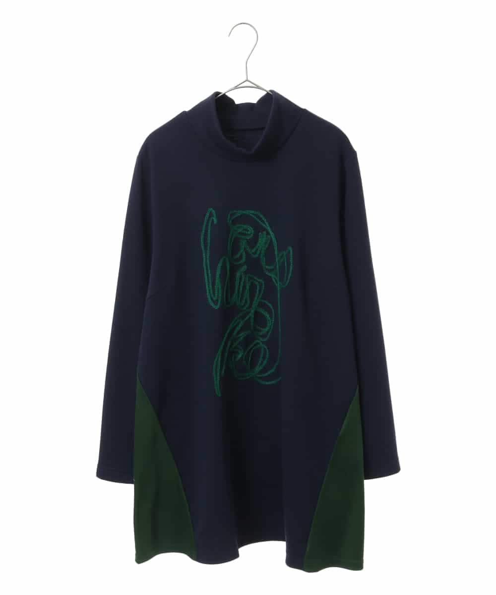 RLKAW31290 HIROKO BIS GRANDE(ヒロコ ビス グランデ) 【洗える】モヘヤ刺繍デザインチュニック ネイビー
