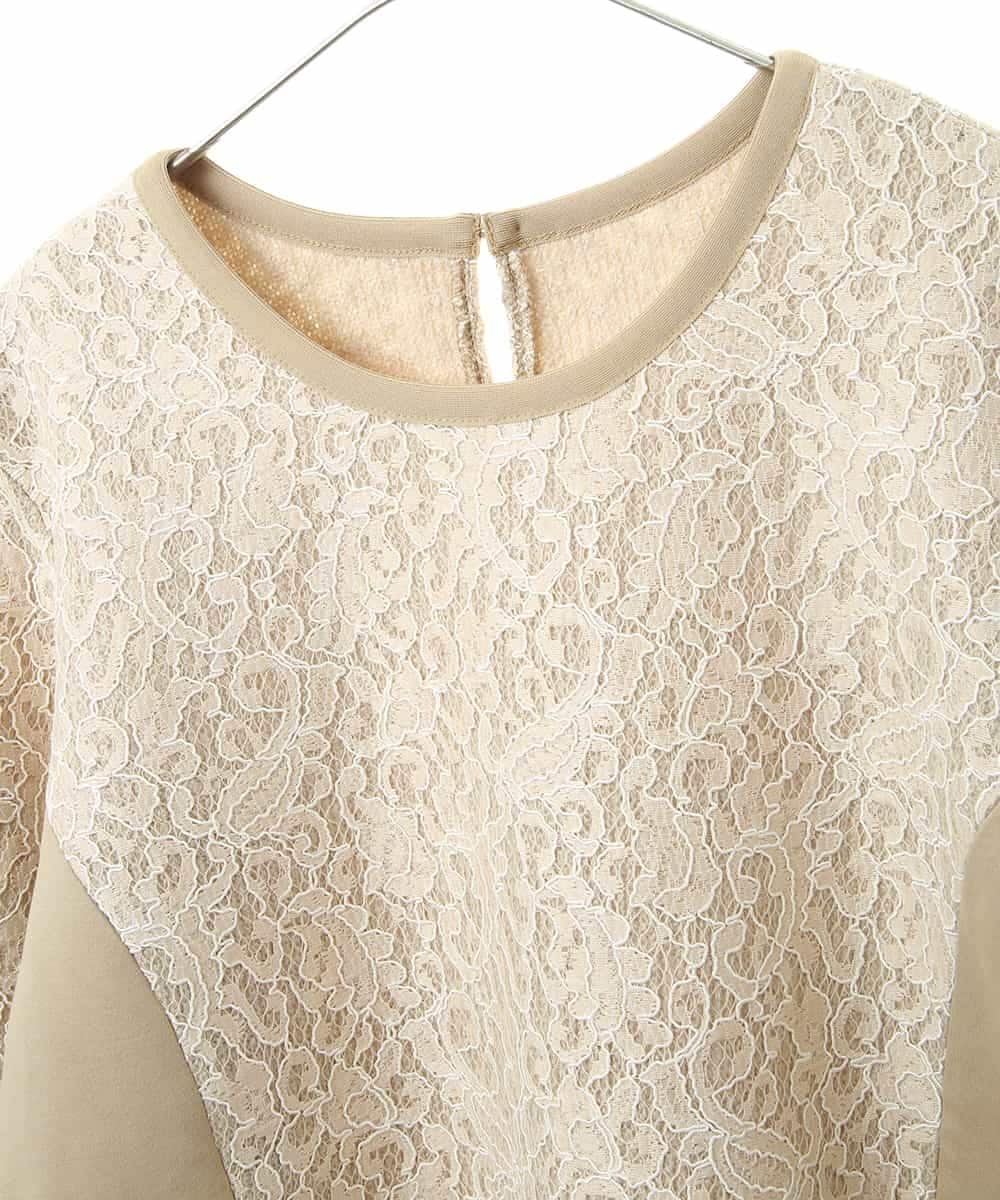 RLKAX11290 HIROKO BIS GRANDE(ヒロコ ビス グランデ) 【洗える】レースボンディングデザインプルオーバー ベージュ