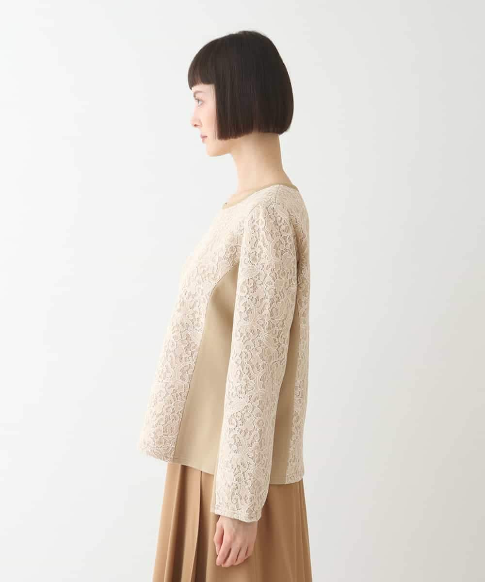 RLKAX11290 HIROKO BIS GRANDE(ヒロコ ビス グランデ) 【洗える】レースボンディングデザインプルオーバー ベージュ