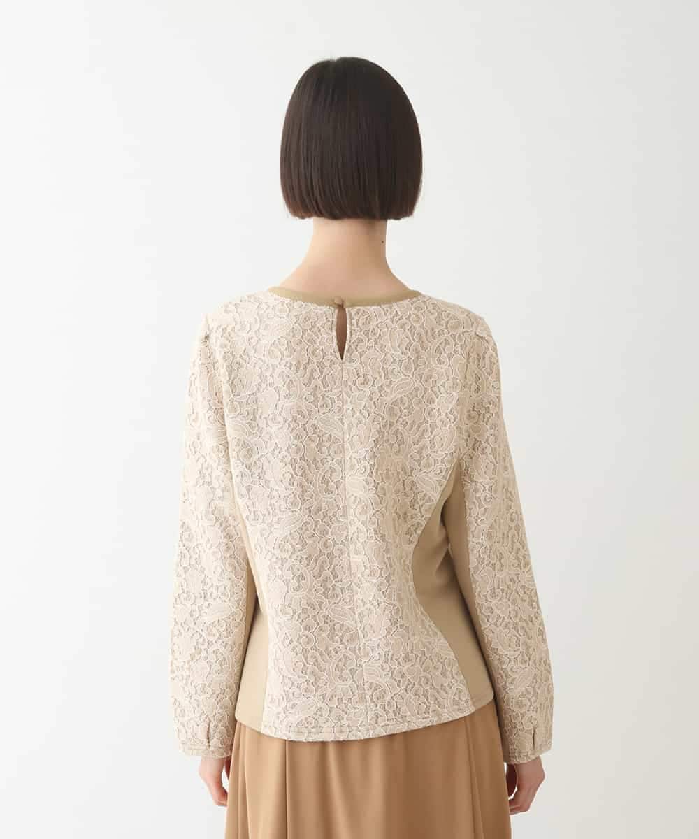 RLKAX11290 HIROKO BIS GRANDE(ヒロコ ビス グランデ) 【洗える】レースボンディングデザインプルオーバー ベージュ