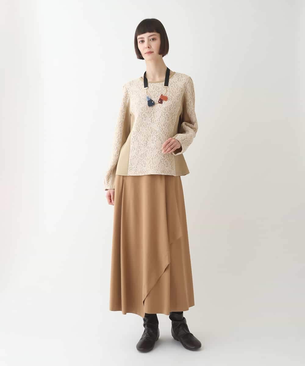 RLKAX11290 HIROKO BIS GRANDE(ヒロコ ビス グランデ) 【洗える】レースボンディングデザインプルオーバー ベージュ