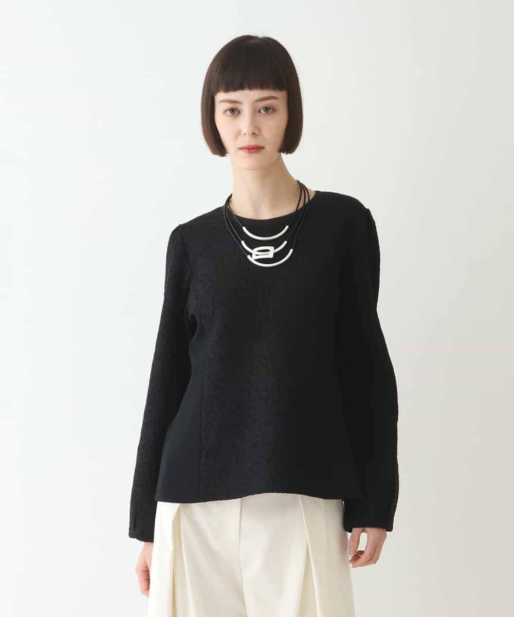 RLKAX11290 HIROKO BIS GRANDE(ヒロコ ビス グランデ) 【洗える】レースボンディングデザインプルオーバー ブラック