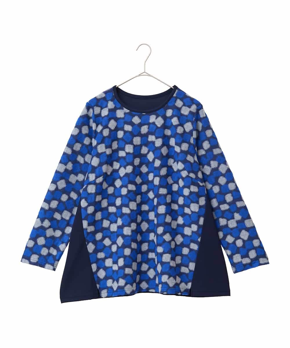 RLKCD10280 HIROKO BIS GRANDE(ヒロコ ビス グランデ) 【大きいサイズ】起毛ブロック切り替えデザインプルオーバー /洗える ネイビー