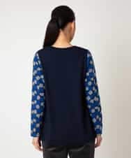 RLKCD10280 HIROKO BIS GRANDE(ヒロコ ビス グランデ) 【大きいサイズ】起毛ブロック切り替えデザインプルオーバー ネイビー