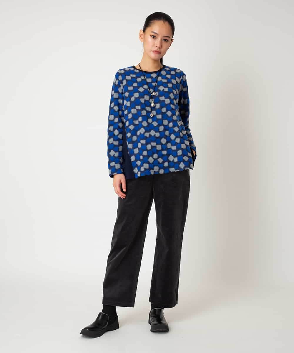 RLKCD10280 HIROKO BIS GRANDE(ヒロコ ビス グランデ) 【大きいサイズ】起毛ブロック切り替えデザインプルオーバー ネイビー