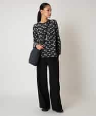 RLKCD10280 HIROKO BIS GRANDE(ヒロコ ビス グランデ) 【大きいサイズ】起毛ブロック切り替えデザインプルオーバー ネイビー