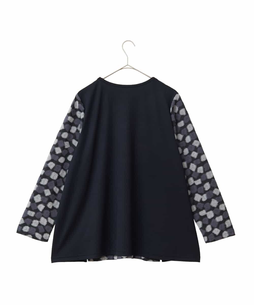 RLKCD10280 HIROKO BIS GRANDE(ヒロコ ビス グランデ) 【大きいサイズ】起毛ブロック切り替えデザインプルオーバー /洗える ブラック