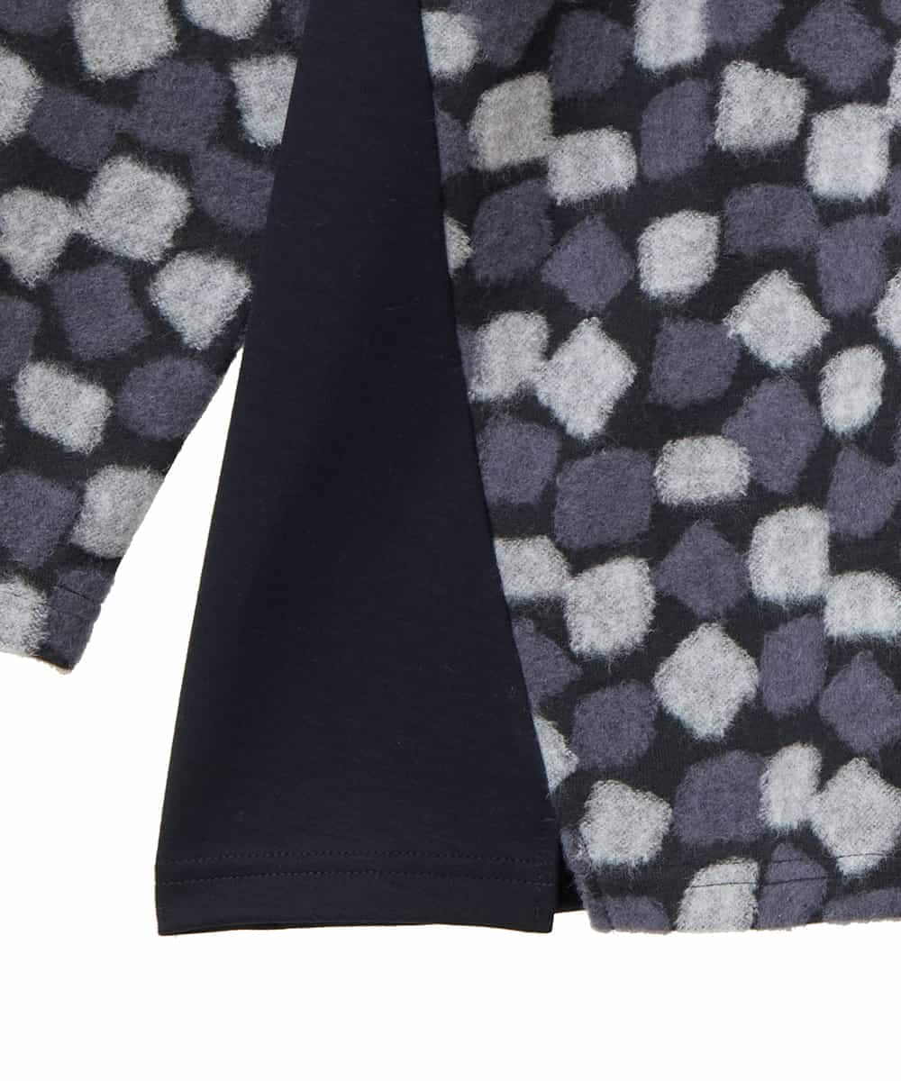 RLKCD10280 HIROKO BIS GRANDE(ヒロコ ビス グランデ) 【大きいサイズ】起毛ブロック切り替えデザインプルオーバー /洗える ブラック