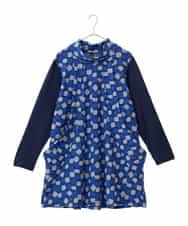 RLKCD11310 HIROKO BIS GRANDE(ヒロコ ビス グランデ) 【大きいサイズ】起毛ブロックサイド切り替えデザインチュニック /洗える ネイビー