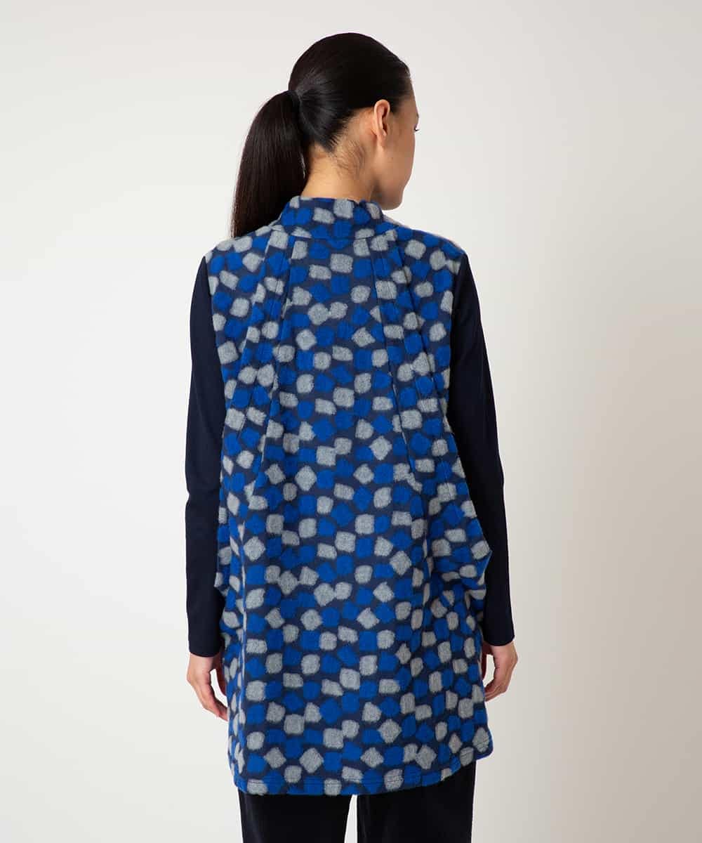 RLKCD11310 HIROKO BIS GRANDE(ヒロコ ビス グランデ) 【大きいサイズ】起毛ブロックサイド切り替えデザインチュニック ネイビー