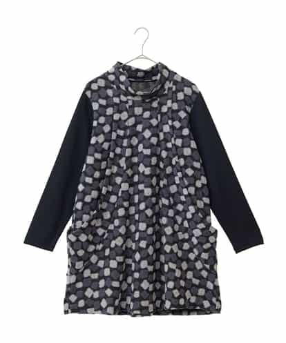 RLKCD11310 HIROKO BIS GRANDE 【大きいサイズ】起毛ブロックサイド切り替えデザインチュニック /洗える